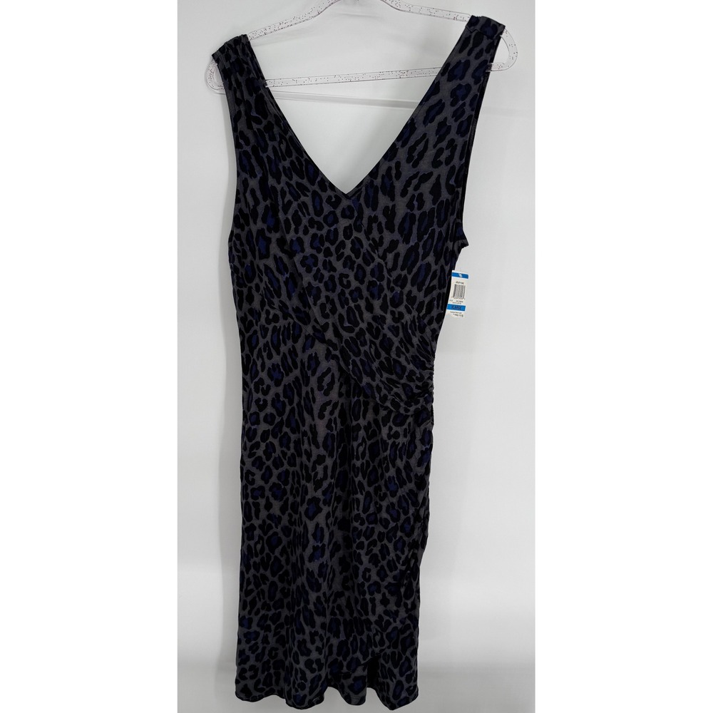 INC International Concepts Womens Blue Grey Leopard Print Wrap Dress Sz XL NEW